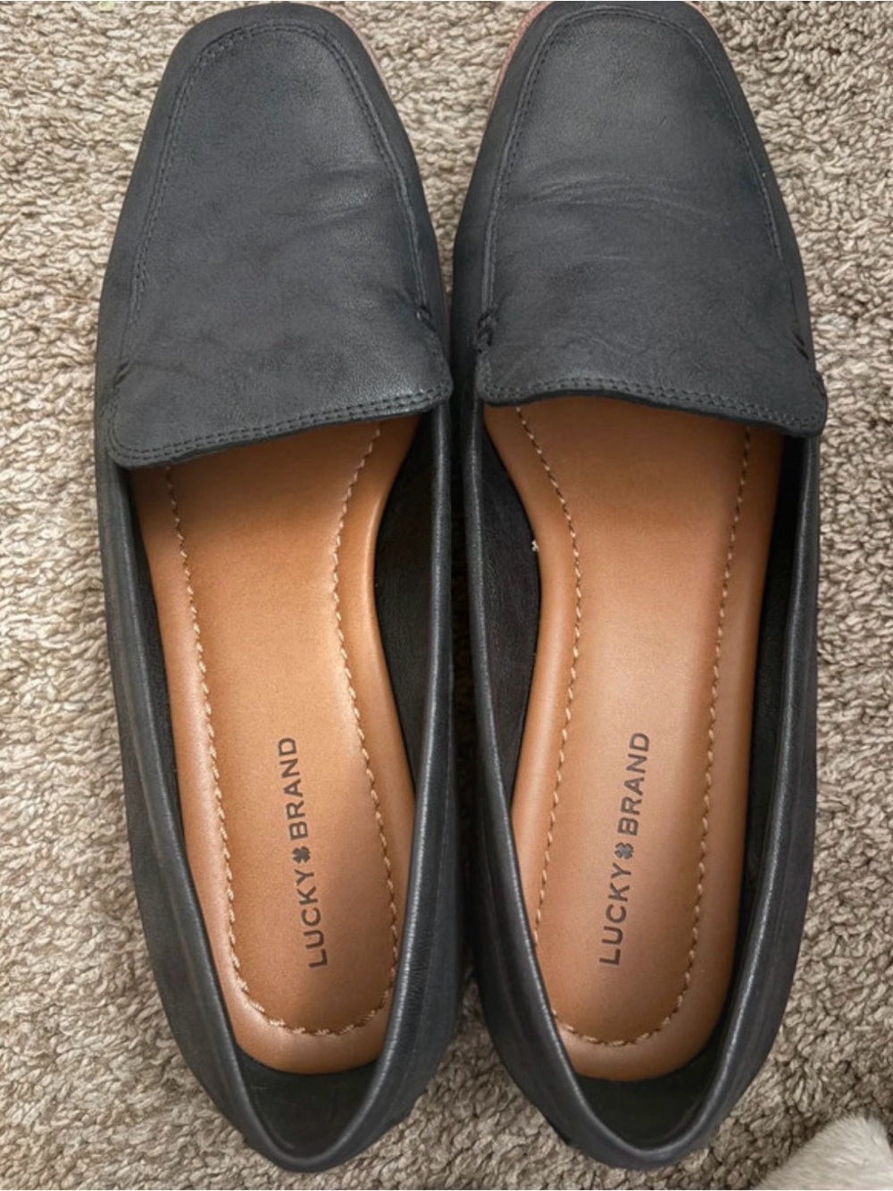 Lucky Brand Black Suede-Look Slip On Loafers